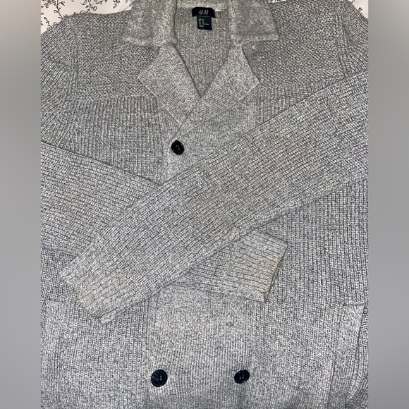 2/49$ Men’s H&M gray 100% cotton Double-Breasted Gilet knit Cardigan Sz medium - Picture 11 of 13